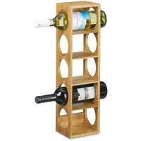 Relaxdays Weinregal Bambus HxBxT:53x14x12cm, Flaschenhalter 5 Fächer, Holzregal für