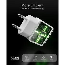 SBS GaN ultraflaches 67-Watt-Ladegerät mit zwei USB-C Power Delivery-Anschlüssen, europäischer Stecker - Weiß