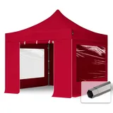 TOOLPORT Faltpavillon 3 x 3 m inkl. 4 Seitenteile Rot