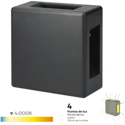 Wandleuchte Led 6W 130Lm 4000K Tageslicht Quadratisch Ip65 12X12X5Cm 4 Projektionen Edm