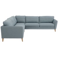 Home affaire Ecksofa MARSEILLE 278/278 cm, L-Form, gleichschenklig, aus Eiche-Massivholz Beinen, verschiedene Bezüge blau