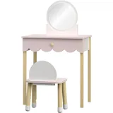 [en.casa] Schminktisch, Kinderschminktisch mit Stuhl Vestnes Cotton Candy/Weiß