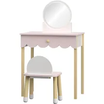 [en.casa] Schminktisch, Kinderschminktisch mit Stuhl Vestnes Cotton Candy/Weiß