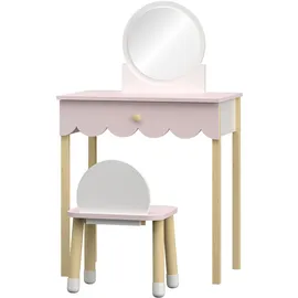 [en.casa] Schminktisch, Kinderschminktisch mit Stuhl Vestnes Cotton Candy/Weiß
