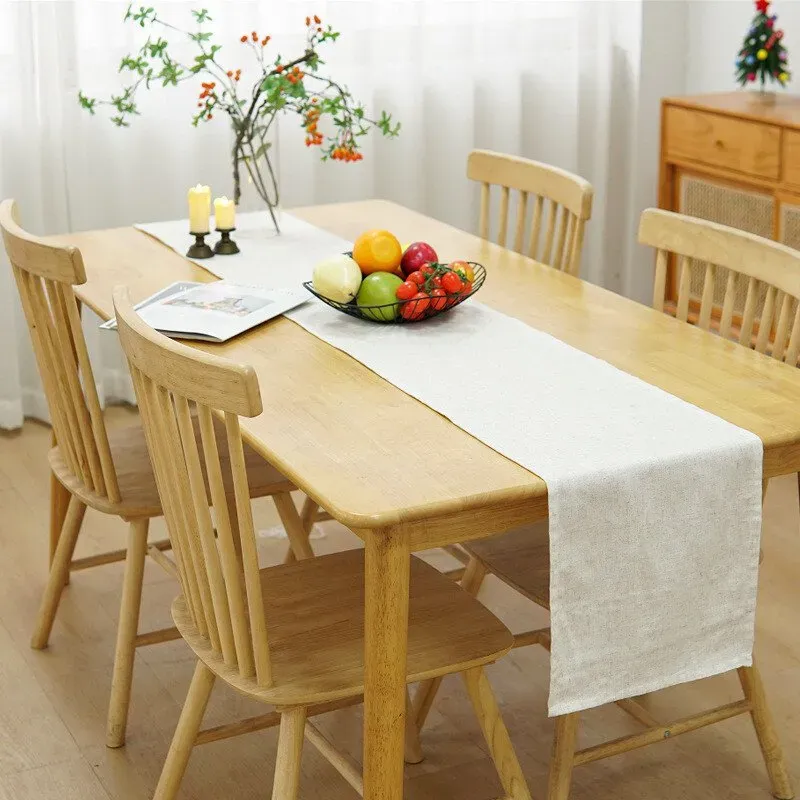 【3 € Rabatt ab 10 €】Basic Tischläufer im Leinen-Look, 12 x 72 Zoll, hellbeige Landhausstil, täglicher Polyester-Tischläufer – maschinenwaschbar und pflegeleicht. Marke: WhereHike