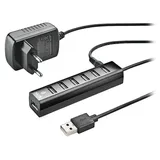 ngs IHUB7 Tiny USB 2.0 Hub 7 Ports mit Power Adapter 5V/1A, universell kompatibel, Plug and Play