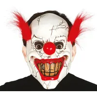 Fiestas Guirca Kostüm, Latex Clown Maske mit Haaren - Hochwertige und Angsteinflößende Mask weiß