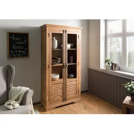 MASSIVMOEBEL24.DE Vitrine TOULOUSE 97 x 45 x 190 cm Beige
