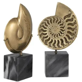 Casa Padrino Luxus Deko Objekte Set Vintage Messing / Schwarz 16,5 x 9 x H. 29 cm - Büro Deko - Schreibtisch Deko - Wohnzimmer Deko - Luxus Kollektion
