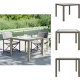 Vidaxl - Gartentisch 90x90x75 cm Gehärtetes Glas Poly Rattan Grau - Gartentisch - Outdoor-Tisch - Polyrattan Tisch - Gartenmöbel - Balkonmöbel