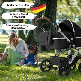 Bergsteiger Nizza 3 in 1 Kinderwagen, Kombikinderwagen Komplettset, Babywanne & Buggy Sportsitz inklusive, Isofix Station optional
