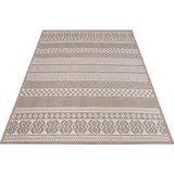 Paco Home Teppich »Vermont 183«, rechteckig, 4 mm Höhe, Flachgewebe, modernes gestreiftes Design, In- und Outdoor geeignet beige Textil, 300x400 cm, Farbe:Beige