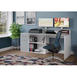 trendteam Eckschreibtisch Gamer lichtgrau/weiß