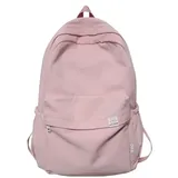 KTTGYRE Schulrucksack Wasserdichtes Nylon Frauen Rucksack Frauen Reisetasche Rucksäcke Schulbag Für Teenager Mädchen Solid Color Bookbag-Pink