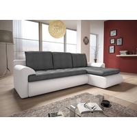 Sofnet Ecksofa Santi, mit Schlaffunktion und Bettkasten, L-Form Couch, Schlafsofa mit Wellenfeder, Bettsofa weiß