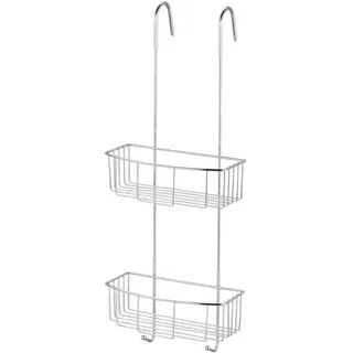MSV Duschregal zum Hängen l Verchromt - Maße: 60 x 19 x 23 cm l Duschablage zum Hängen an Duschkabinen l Einfache Befestigung ohne Bohren an der Glaswand