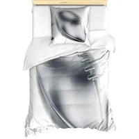 ABAKUHAUS Grau Bettbezug Set für Einzelbetten, American Football-Motiv, Milbensicher