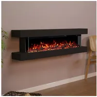 GLOW FIRE Elektrokamin Clear Wall Elektrokamin mit 3D Feuer und Heizung (Thermostat), Elektrischer Wandkamin mit APP Steuerung, Heizleistung (900- 1800 W) schwarz 42 cm