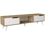 [en.casa] Kullila TV-Lowboard 160 x 35 x 40 cm Eicheoptik/Weiß Holz/Spanplatte