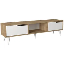 [en.casa] Kullila TV-Lowboard 160 x 35 x 40 cm Eicheoptik/Weiß Holz/Spanplatte