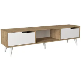 [en.casa] Kullila TV-Lowboard 160 x 35 x 40 cm Eicheoptik/Weiß Holz/Spanplatte