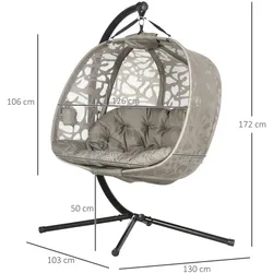 Outsunny - Hängesessel - 130L x 103B x 172H cm - sand