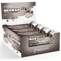 Neosupps Protein Riegel NeoBar Stracciatella 12x60g mit 21g Eiweiß pro Riegel, Zuckerarm, echte Cremefüllung, Vollmilchschokolade, Made in Germany