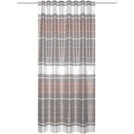Home Fashion Home WOHNIDEEN Vorhang Anouk Dekostoff Querstreifen mit Effektfransen | Rose | 160 x 140 cm