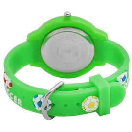 QBOS Kinder Uhr Analog Quarzuhr  - Gehäusefarbe Grün Silikonarmband