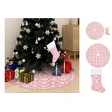 vidaXL Luxus-Weihnachtsbaumdecke mit Socke Rosa 150 cm Stoff