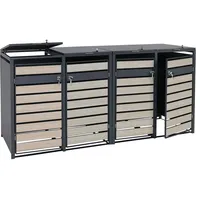 Mendler XL 4er/8er-Mülltonnenverkleidung HWC-J81, Mülltonnenbox, Metall 118kg anthrazit Buche-Holzoptik