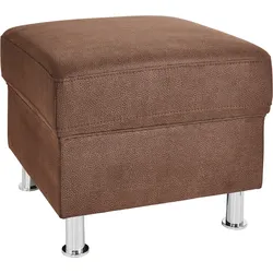 Hocker SIT & MORE "Top Ascara", braun, B:55cm H:46cm T:55cm, Luxus-Microfaser (100% Polyester), NaturLeder, Hocker, Polsterhocker
