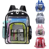 Durchsichtiger Rucksack Transparent PVC wasserdicht – Großer Schul- & Event-Rucksack 43×31×15 cm - rot - Rot