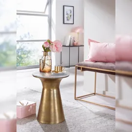 FineBuy Beistelltisch FineBuy Echter Marmor Sofatisch Ø 35 cm Tisch Wohnzimmertisch Rund