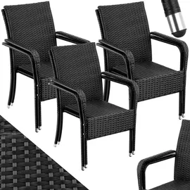 Tectake Rattanstuhl Girona 58 x 67 x 90 cm schwarz 6 St.