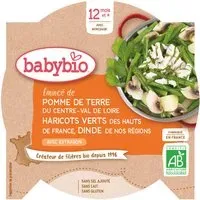 Babybio EMINCÉ DE POMME TERRE DU CENTRE-VAL LOIRE HARICOTS VERTS DES HAUTS-DE-FRANCE DINDE NOS RÉGIONS À L'ESTRAGO dès 12 mois Aliment 230 g