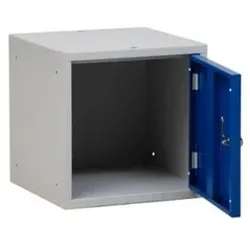 PROREGAL Würfelschrank Monkey | HxBxT 38x38x38 cm | Vorhängeschloss | Grau-Blau