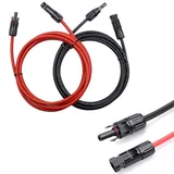 Trango 2er Set je 2 m in Rot & Schwarz Verlängerung Solarkabel 6mm2 Solarpanel Verbindungskabel Solarstecker, Spannung 1500V IP68 Wasserdicht Solarmodul Verlängerungskabel inkl. MC4 Stecker