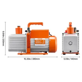 Vevor Vakuumpumpe, 9 CFM, HVAC 2-stufige Drehschieber-Vakuumpumpe, für R134a R22 R410a-Systeme, Auto-AC-Vakuumpumpen-Kit mit Ölflasche, für die Harzentgasung zur Wartung von Autoklimaanlagen