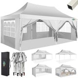 COBIZI Pavillon 3x6 Faltpavillon 3x6 Wasserdicht Stabil mit 6 Seitenteilen Gartenlauben Partyzelt Gartenpavillon für Hochzeiten Pavillon für Garten, Party, Festival, Weiss