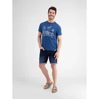 LERROS T-Shirt LERROS Herren T-Shirt, manuell designter Frontprint blau M