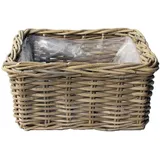 Van der Leeden Rattan Übertopf 40 x 40 x 20 cm Grau