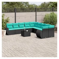 vidaXL Gartensofa-Set 11-tlg. Loungesofa schwarz
