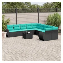 vidaXL Gartensofa-Set 11-tlg. Loungesofa schwarz