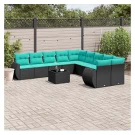 vidaXL Gartensofa-Set 11-tlg. Loungesofa schwarz