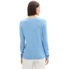 Tom Tailor Front Logo Coin Pullover Mit V-ausschnitt Sea Blue Melange XS