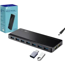 TP-Link UH720 USB 3.0 Hub mit netzteil, 2 × 2,4A Ladeports, 5 Gbit/s High-Speed USB Splitter, Netzadapter & USB-Kabel, kompatibel mit Windows, Mac OS, Linux, für Laptop, PC, Tablet