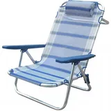 Klapp-strandliege Blau-gestreift Mit Armlehne Und Kopfstütze Für Strand