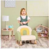 Homcom Kindersofa Lammfellimitat 50 x 45 x 50 cm Eukalyptusholz grün