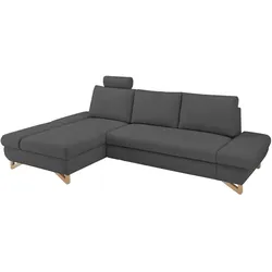 Furn.Design Ecksofa in grau Velours Wohnzimmer Sofa Skalm